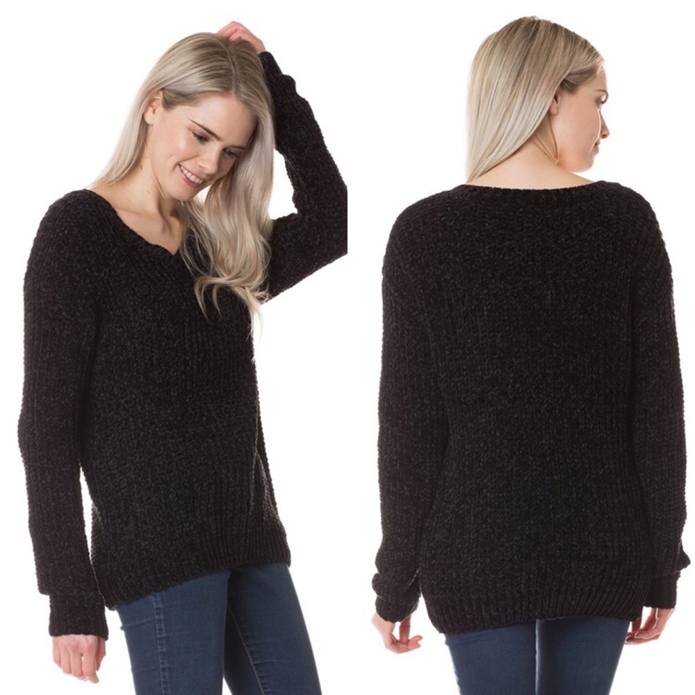 11thstreet Black V-Neck Sweater